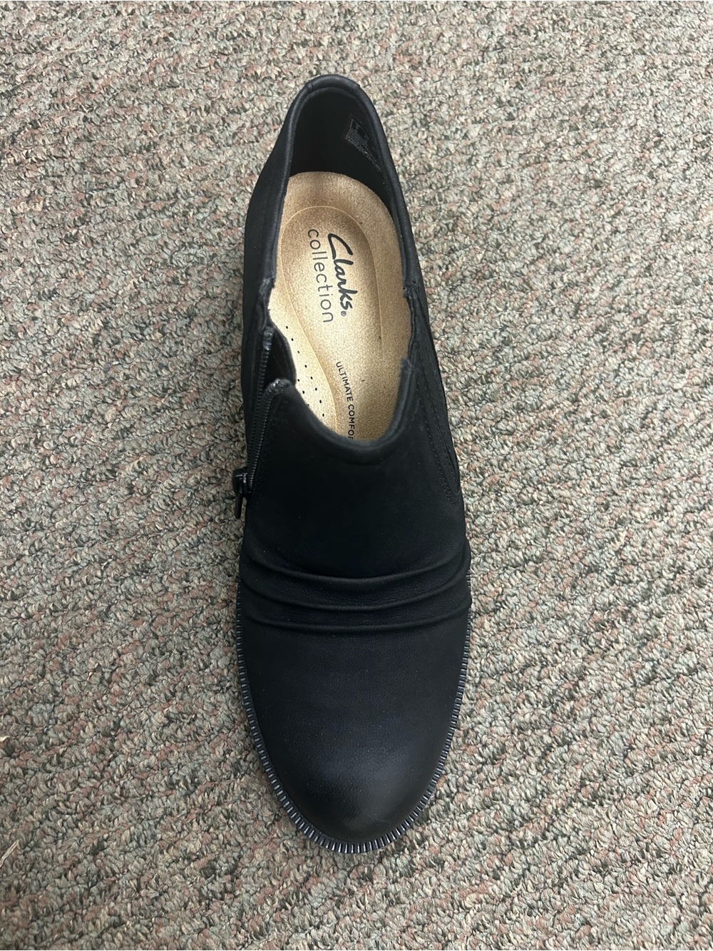 Clarks Black Slip-On Loafer with Subtle Stitch Detail